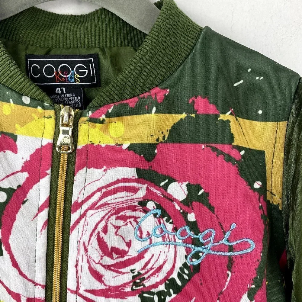 Coogi Lightweight Green Floral Graphic Track Jacket 4T